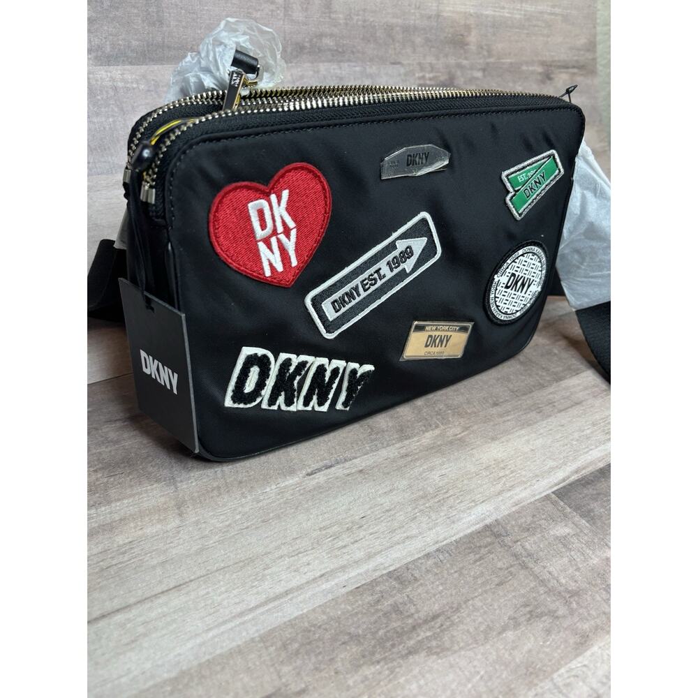 DKNY NYC capsule small camera bag crossbody purse with colorful NY patches $178